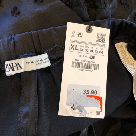 NWT, Zara Embroidered Shorts, Satin Effect, Extra Large - Picture 4 of 6